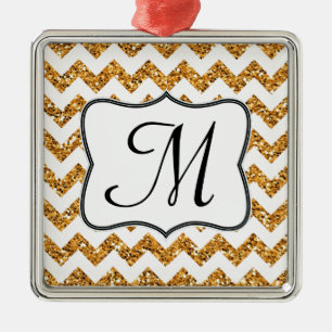 Ornement En Métal Parties scintillant d'or moderne Monogramme Orneme