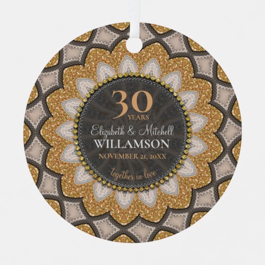 Ornement En Métal Parties scintillant d'or tournesol Geo-Mandala Ann (Recto)