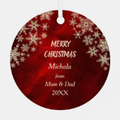 Ornement En Métal Patinage sur glace sur neige sur rouge  (Verso)