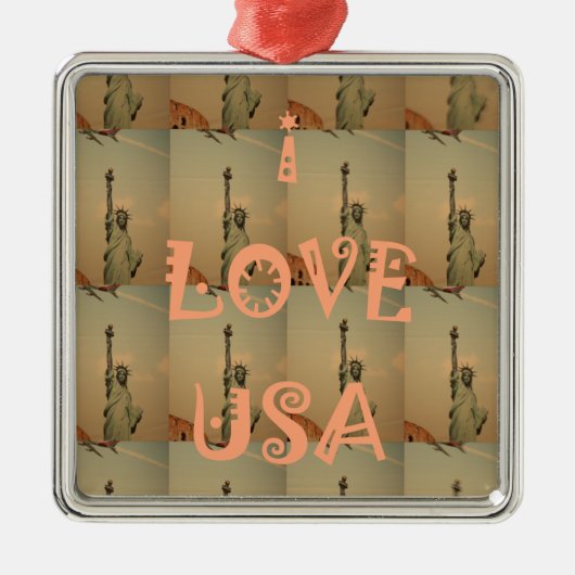 Ornement En Métal Patriotic Pop Art : "I Love USA" Graphisme Art Des (Devant)
