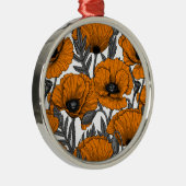 Ornement En Métal Pavot orange sur blanc (Droite)