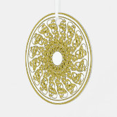 Ornement En Métal Peace on Earth Texte en or Art graphique Mandala (Avant gauche)