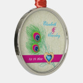 Ornement En Métal Peacock plumes bijou coeur mariage Enregistrer la (Droite)