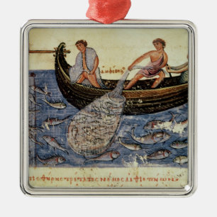 Ornement En Métal Pêche avec un filet