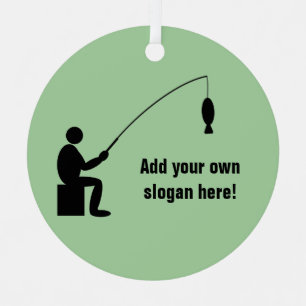 Ornement En Métal Pêcheur - Pêcheur avec poisson en ligne - n'import