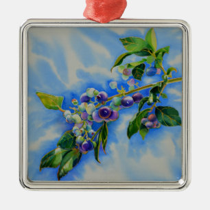 Ornement En Métal peinture à l'aquarelle de bleuet