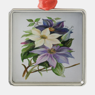 Ornement En Métal Peinture acrylique de la vigne Lilac Clematis