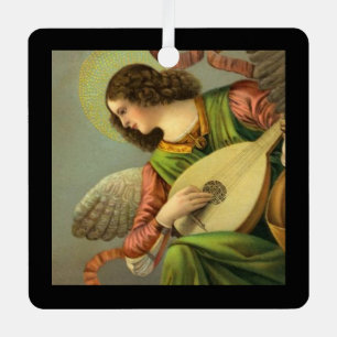 Ornement En Métal Peinture d'ange avec mandoline