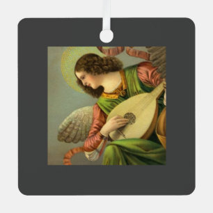 Ornement En Métal Peinture d'ange avec mandoline 
