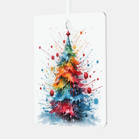 Ornement En Métal peinture splatter conception de l'arbre de Noël (Avant gauche)