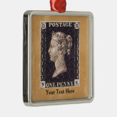 Ornement En Métal Penny Black Postage Timbre (Droite)