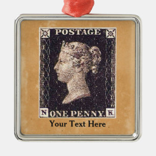 Ornement En Métal Penny Black Postage Timbre