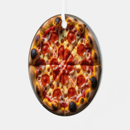 Ornement En Métal Pepperoni et fromage Pizza Noël (Avant gauche)