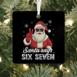 Ornement En Métal Père Noël drôle dit six sept Noël 67 mème Xmas