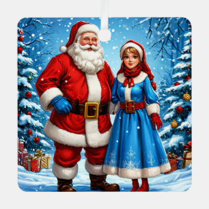 Ornement En Métal Père Noël et la Fée des Neiges