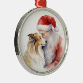 Ornement En Métal Père Noël et Sheltie (Droite)