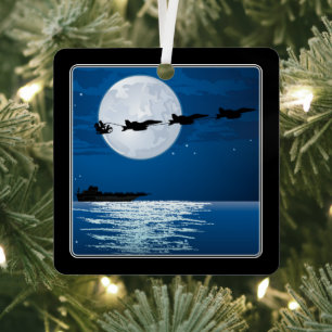 Ornement En Métal Père Noël et Super Hornets F/A-18 Jets Noël
