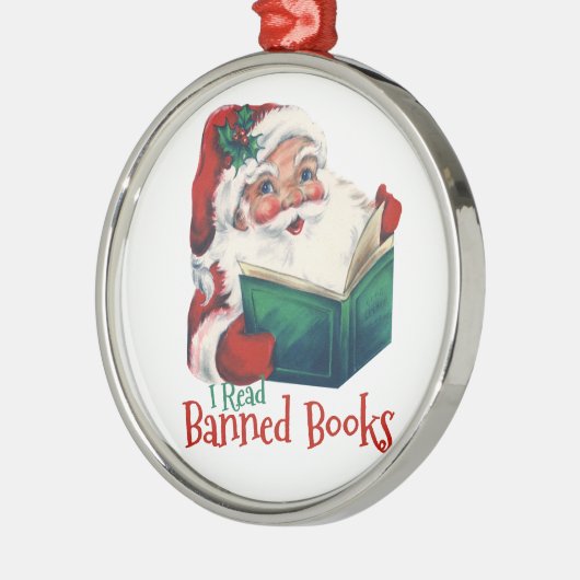 Ornement En Métal Père Noël Lit Les Livres Interdits (Gauche)