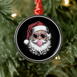 Ornement En Métal Père Noël Rétro Avec Lunettes Soufflant une Bulle 