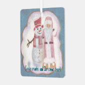 Ornement En Métal Père Noël rose et Snowman (Avant gauche)