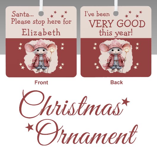 Ornement En Métal Père Noël s'arrêter ici nom mignon souris rose