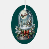 Ornement En Métal Père Noël Sleigh Ride in Snow Globe Wonderland (Avant droite)