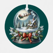 Ornement En Métal Père Noël Sleigh Ride in Snow Globe Wonderland (Recto)