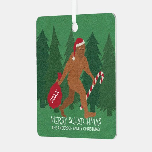 Ornement En Métal père Noël Squatch Drôle Noël Double Face (Avant gauche)