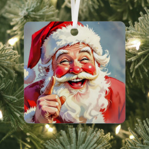 Ornement En Métal Père Noël vintage drôle de Noël