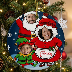 Ornement En Métal Père Noël visage personnalisé drôle Mme Claus Elfe