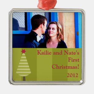 Ornement En Métal Personalized Custom Ornaments Olive Green Striped