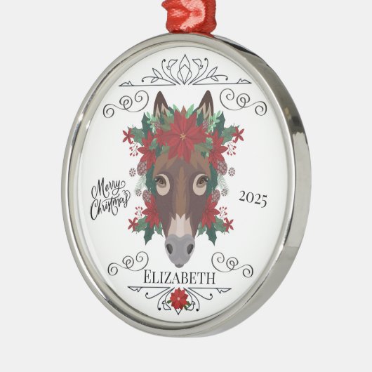 Ornement En Métal Personalized Donkey Christmas Ornament Keepsake (Gauche)