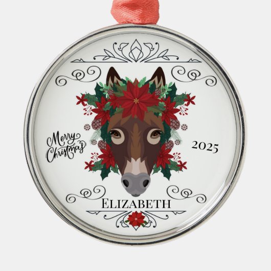 Ornement En Métal Personalized Donkey Christmas Ornament Keepsake (Devant)
