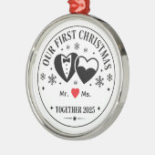 Ornement En Métal Personalized Keepsake Our First Christmas Mr & Ms (Gauche)