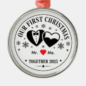Ornement En Métal Personalized Keepsake Our First Christmas Mr & Ms (Devant)