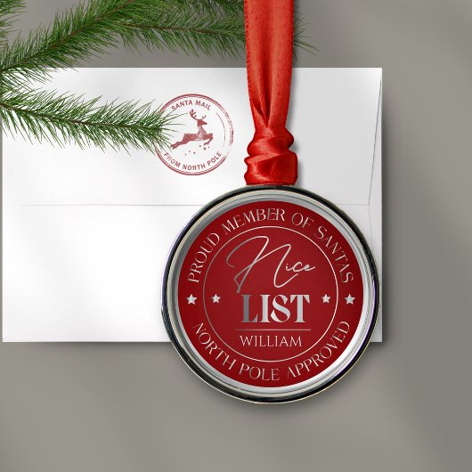 Ornement En Métal Personalized Nice List Medal Ornament