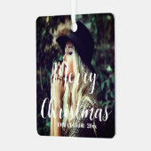 Ornement En Métal Personalized Photo Typography Merry Christmas (Avant gauche)