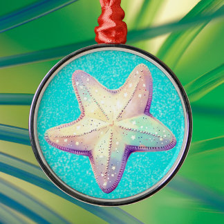 Ornement En Métal Personalized Tropical Starfish Christmas Holiday