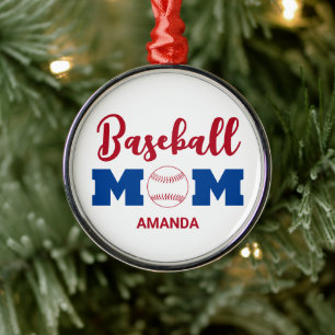 Ornement En Métal Personnalisé Baseball Maman Nom personnalisé Noël