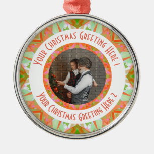 Ornement En Métal Personnalisé Christmas Star Jolly Green Photo Grey
