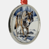 Ornement En Métal Personnalisé Dat Noël Loup Animal Frère (Droite)