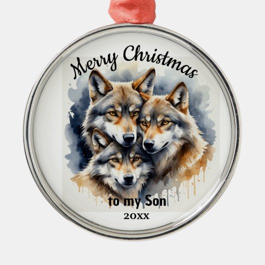 Ornement En Métal Personnalisé Dat Noël Loup Son Frère (Devant)