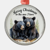 Ornement En Métal Personnalisé Daté Noir Ours Un I Love (Devant)