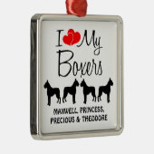 Ornement En Métal Personnalisé J'Aime Mes Quatre Boxers (Droite)