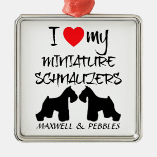 Ornement En Métal Personnalisé J'Aime Mes Schnauzers Miniature
