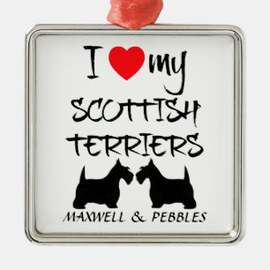 Ornement En Métal Personnalisé J'Aime Mes Terriers écossais