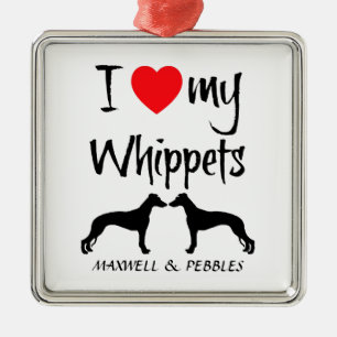 Ornement En Métal Personnalisé J'Aime Mes Whippets
