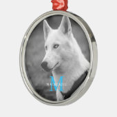 Ornement En Métal Personnalisé Personnalisé Monogramme Élégant chien (Gauche)