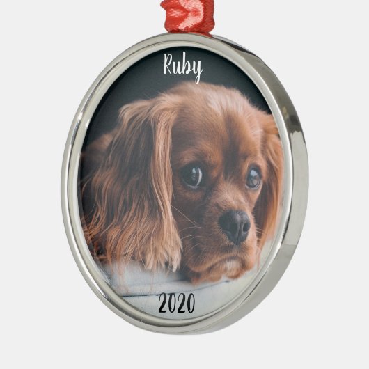 Ornement En Métal Personnalisé Ruby Cavalier King Charles Spaniel (Gauche)
