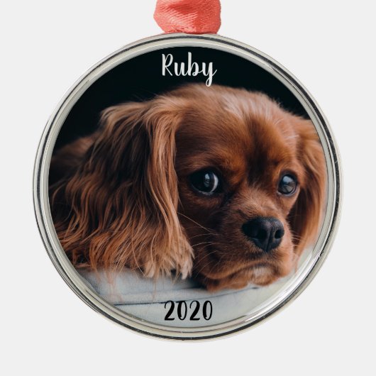Ornement En Métal Personnalisé Ruby Cavalier King Charles Spaniel (Devant)